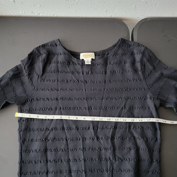 Talbots Womens Black Textured Long Sleeve Shirt Size Medium Stretch Vintage Dark - Picture 7 of 8